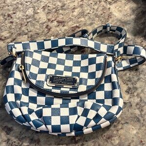 Marc Jacobs Blue and White Checkered Crossbody Bag